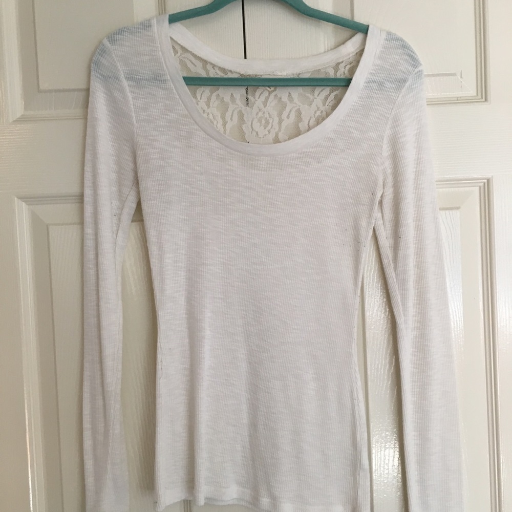 White Long Sleeve Shirt with Lace